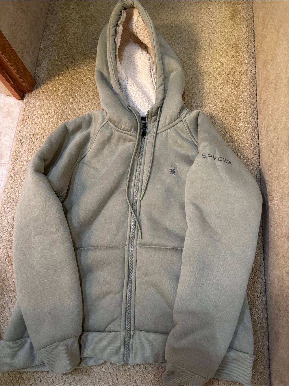 Spyder Kids Hooded Sherpa-Lined Jacket in Sage Green